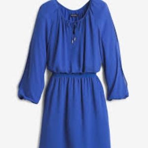 VIBRANT BLUE SLIT-SLEEVE BOHO DRESS